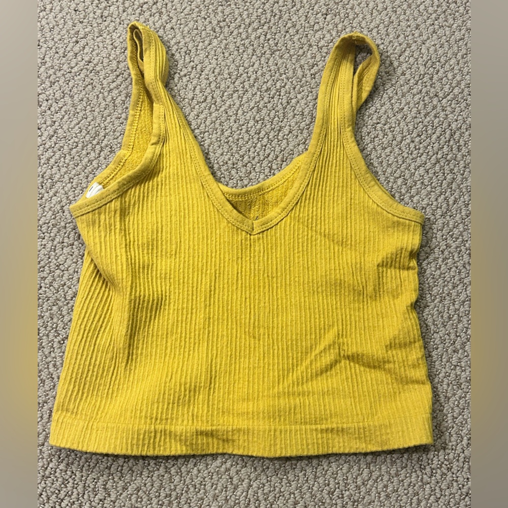 Urban Outfitters Yellow Ribbed Crop Tank Top
